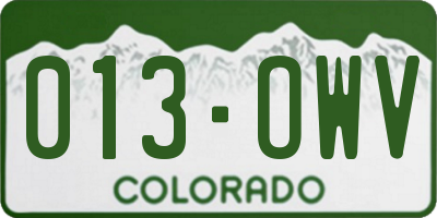 CO license plate 013OWV