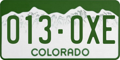 CO license plate 013OXE