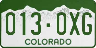 CO license plate 013OXG