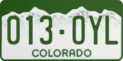 CO license plate 013OYL