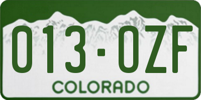 CO license plate 013OZF