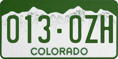 CO license plate 013OZH