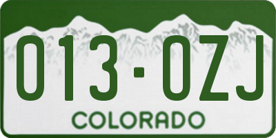 CO license plate 013OZJ