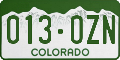 CO license plate 013OZN