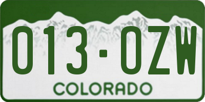 CO license plate 013OZW