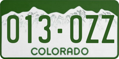 CO license plate 013OZZ