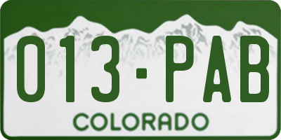 CO license plate 013PAB