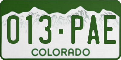 CO license plate 013PAE