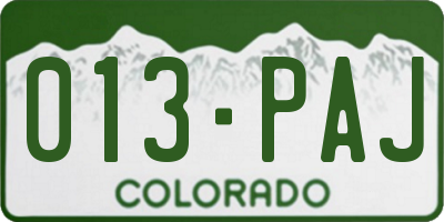 CO license plate 013PAJ