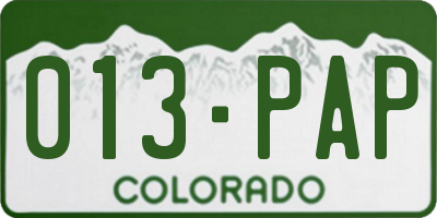 CO license plate 013PAP