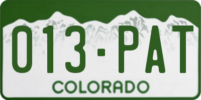 CO license plate 013PAT