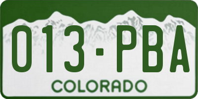 CO license plate 013PBA