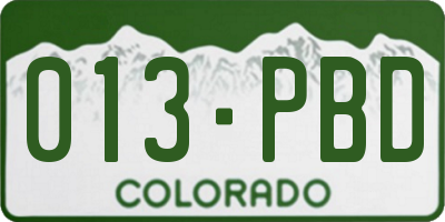 CO license plate 013PBD