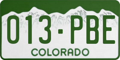CO license plate 013PBE