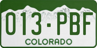 CO license plate 013PBF