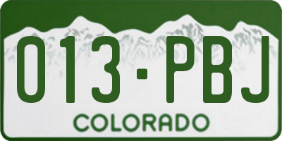 CO license plate 013PBJ