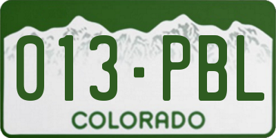 CO license plate 013PBL