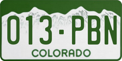 CO license plate 013PBN