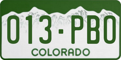CO license plate 013PBO