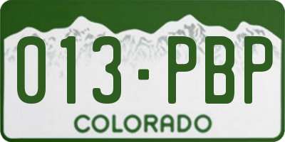 CO license plate 013PBP