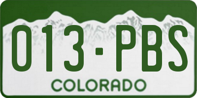 CO license plate 013PBS