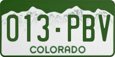 CO license plate 013PBV