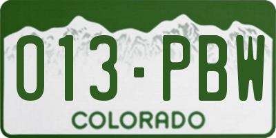 CO license plate 013PBW
