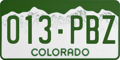 CO license plate 013PBZ