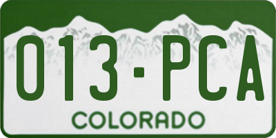 CO license plate 013PCA