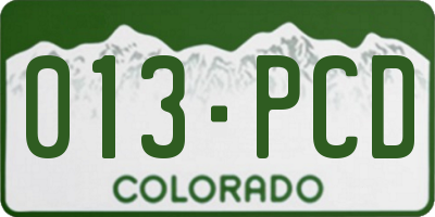 CO license plate 013PCD