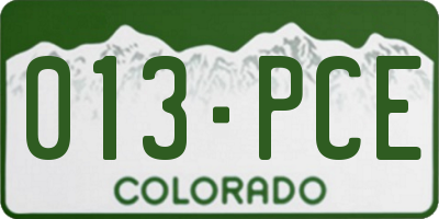 CO license plate 013PCE