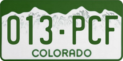 CO license plate 013PCF