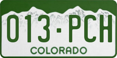 CO license plate 013PCH