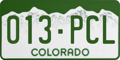 CO license plate 013PCL