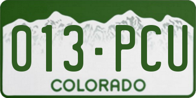 CO license plate 013PCU