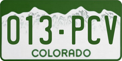 CO license plate 013PCV