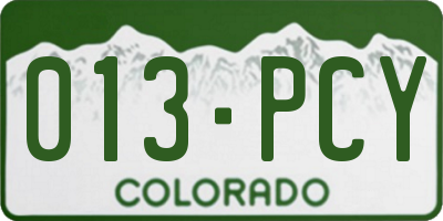 CO license plate 013PCY