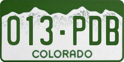 CO license plate 013PDB