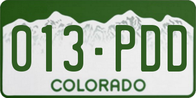 CO license plate 013PDD