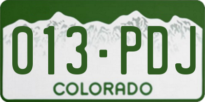 CO license plate 013PDJ