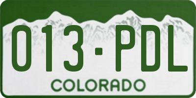 CO license plate 013PDL