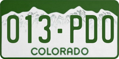 CO license plate 013PDO