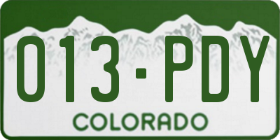 CO license plate 013PDY