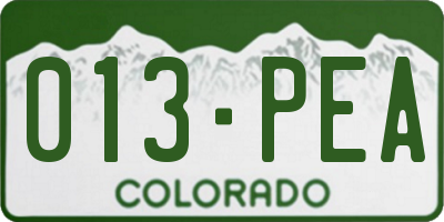 CO license plate 013PEA