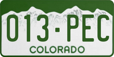 CO license plate 013PEC