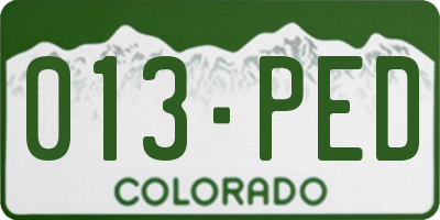 CO license plate 013PED