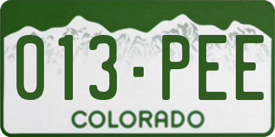 CO license plate 013PEE