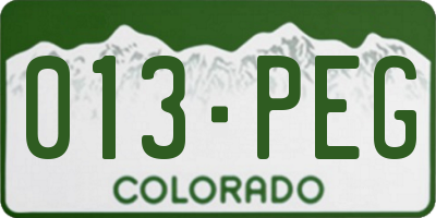 CO license plate 013PEG