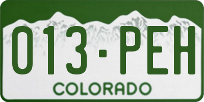 CO license plate 013PEH