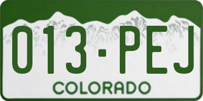 CO license plate 013PEJ